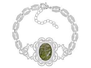 Connemara Marble & Cubic Zirconia Silver Tone Castletown Bracelet