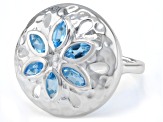 Swiss Blue Topaz Silver Tone Flower Ring .29ctw