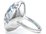 Swiss Blue Topaz Silver Tone Flower Ring .29ctw