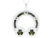 Green Connemara Marble Silver Tone Pendant With Chain