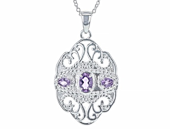 Picture of Purple Amethyst Silver Tone Castletown Pendant With Chain .66ctw