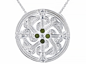 Green Connemara Marble Silver Tone Viking Shield Pendant/Brooch With Chain