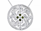 Green Connemara Marble Silver Tone Viking Shield Pendant/Brooch With Chain