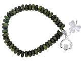 Green Connemara Marble Silver Tone Charm Stretch Bracelet