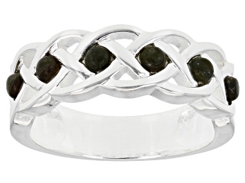 Picture of Connemara Marble Silver Tone Celtic Weave Ring