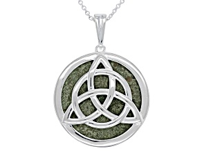 Connemara Marble Silver Tone Trinity Knot Reversible Pendant With Chain