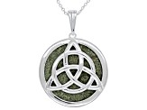 Connemara Marble Silver Tone Trinity Knot Reversible Pendant With Chain