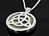 Connemara Marble Silver Tone Trinity Knot Reversible Pendant With Chain