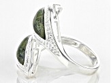 Connemara Marble Silver Tone Bypass Leaf Ring