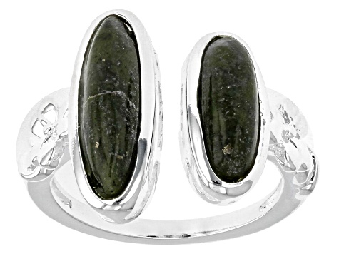 Connemara Marble Silver Tone Celtic Torc Ring
