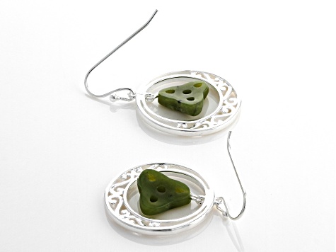 Green Connemara Marble Silver Tone Trinity Knot Earrings