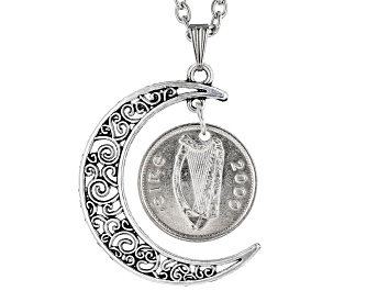 Picture of Moon and Coin Silver Tone Pendant With Chain