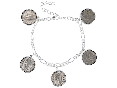 Thrupenny Bit Coin Silver Tone  Bracelet