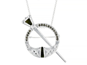 Marcasite and Connemara Marble Pendant With Chain