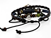 Connemara Marble Silver Tone and Leather Watch Bracelet