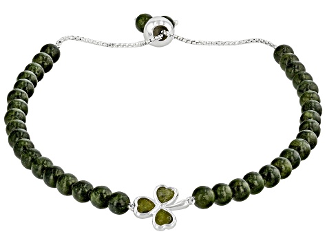 Connemara Marble Silver Tone Shamrock Bracelet