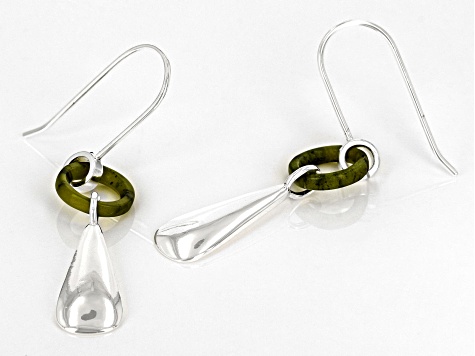 Connemara Marble Silver Tone Dangle Earrings