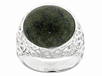 Picture of Connemara Marble Silver Tone Shamrock Ring