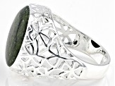 Connemara Marble Silver Tone Shamrock Ring