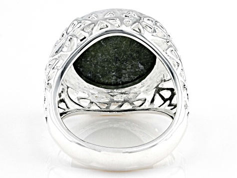 Connemara Marble Silver Tone Shamrock Ring