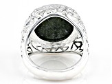 Connemara Marble Silver Tone Shamrock Ring