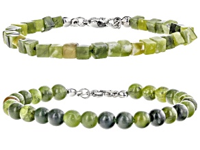 Multi-Shape Connemara Marble Set of Two Bracelets