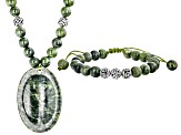 Connemara Marble Silver Tone Necklace & Bracelet Set