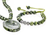 Connemara Marble Silver Tone Necklace & Bracelet Set