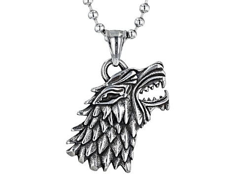 Stainless Steel Wolf Pendant with Ball Chain