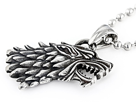 Stainless Steel Wolf Pendant with Ball Chain