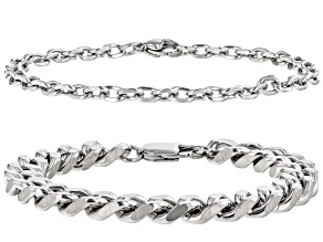 Stainless Steel Set Of 2 Chain Bracelets
