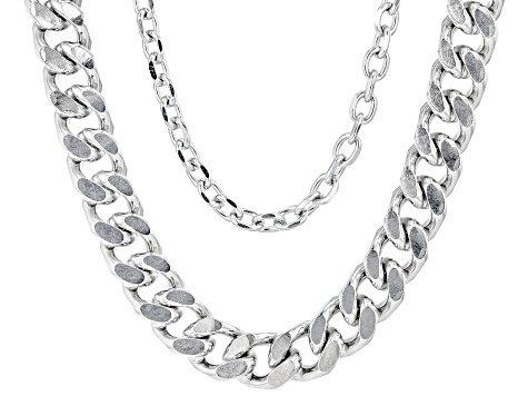 Stainless Steel Set Of 2 Chain Necklaces