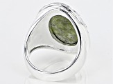 Oval Connemara Marble Silver Tone Celtic Ring