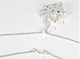 Citrine Silver Tone Pendant With Chain 0.05ctw