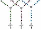 Multi-Color Quench Crackled Beads Silver Tone Set of 3 Rosaries
