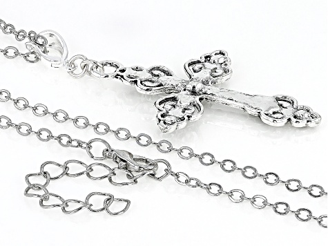 Multi Color Crystal Set of Two Silver Enhancer and Gold Tone Cross Pendant