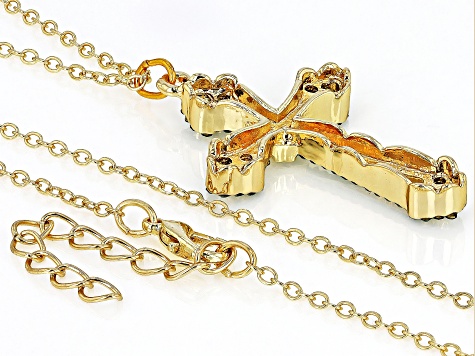 Multi Color Crystal Set of Two Silver Enhancer and Gold Tone Cross Pendant