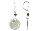 Sterling Silver Thrupenny Bit Coin With Marble Dangle  Earrings