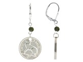 Sterling Silver Thrupenny Bit Coin With Marble Dangle Earrings