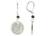 Thrupenny Bit Coin With Marble Sterling Silver Dangle  Earrings