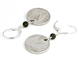 Thrupenny Bit Coin With Marble Sterling Silver Dangle  Earrings