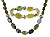 Connemara Marble Silver Tone Necklace and Bracelet Set