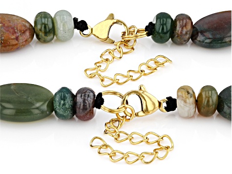 Multi-Color Agate Gold Tone Set of 2 Necklaces