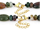 Multi-Color Agate Gold Tone Set of 2 Necklaces