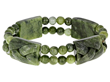 Picture of Connemara Marble 4 Panel Beaded Stretch Bracelet