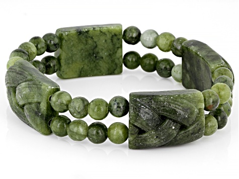 Connemara Marble 4 Panel Beaded Stretch Bracelet - IRE698 | JTV