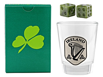 Picture of Gift Pack Set of Cards, Connemara Marble Game Dice, & Shot Glass