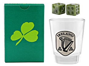 Gift Pack Set of Cards, Connemara Marble Game Dice, & Shot Glass