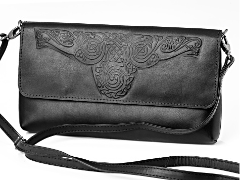 Black Leather Celtic Clutch