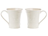 Belleek Hand Crafted Porcelain Set of 2 Claddagh Mugs